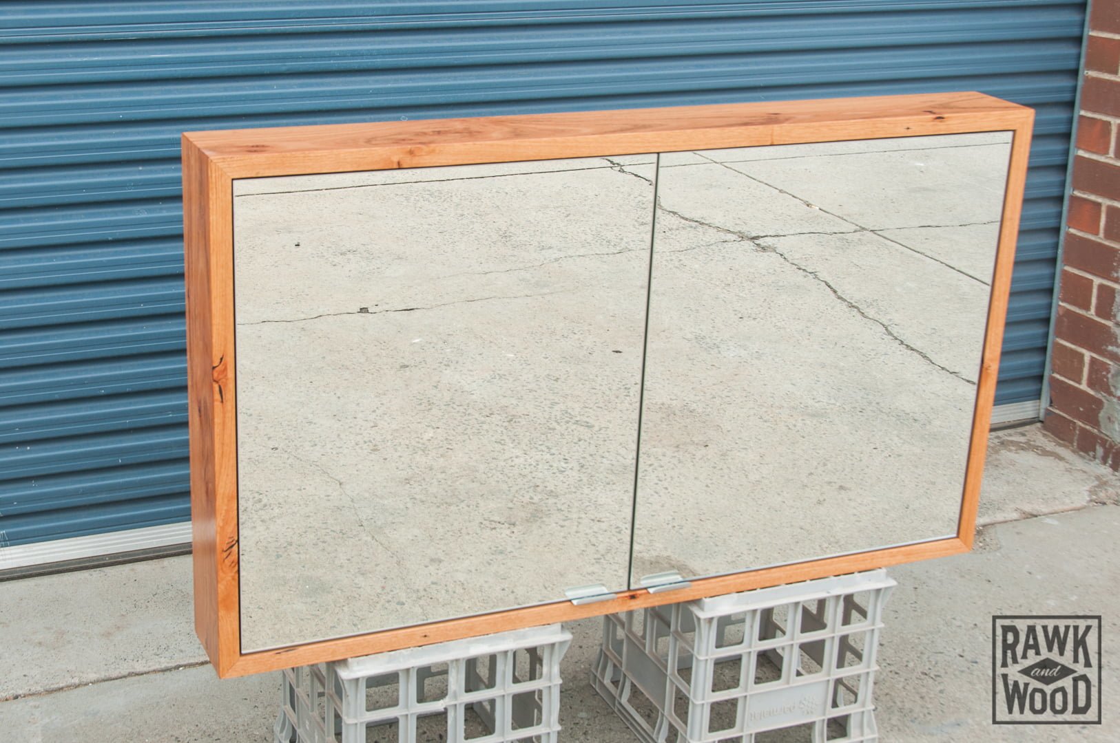 recycled-timber-mirror-shaving-cabinet, made in Melbourne by Rawk and Wood