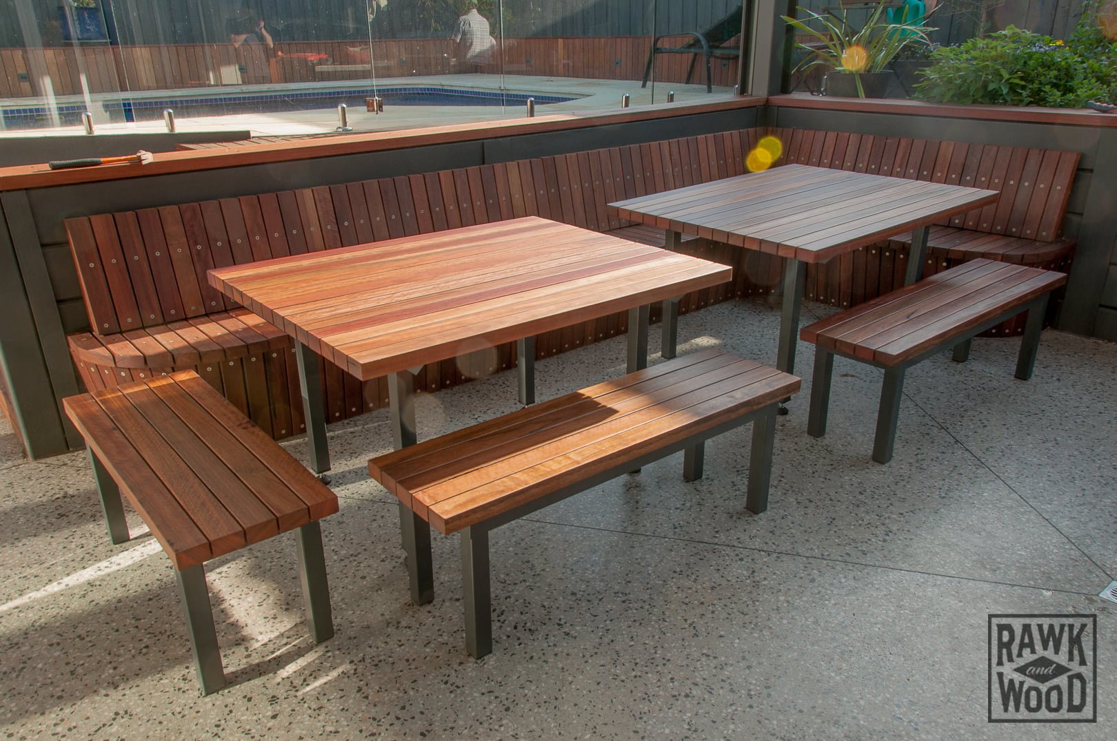 spotted-gum-outdoor-setting, made in Melbourne by Rawk and Wood