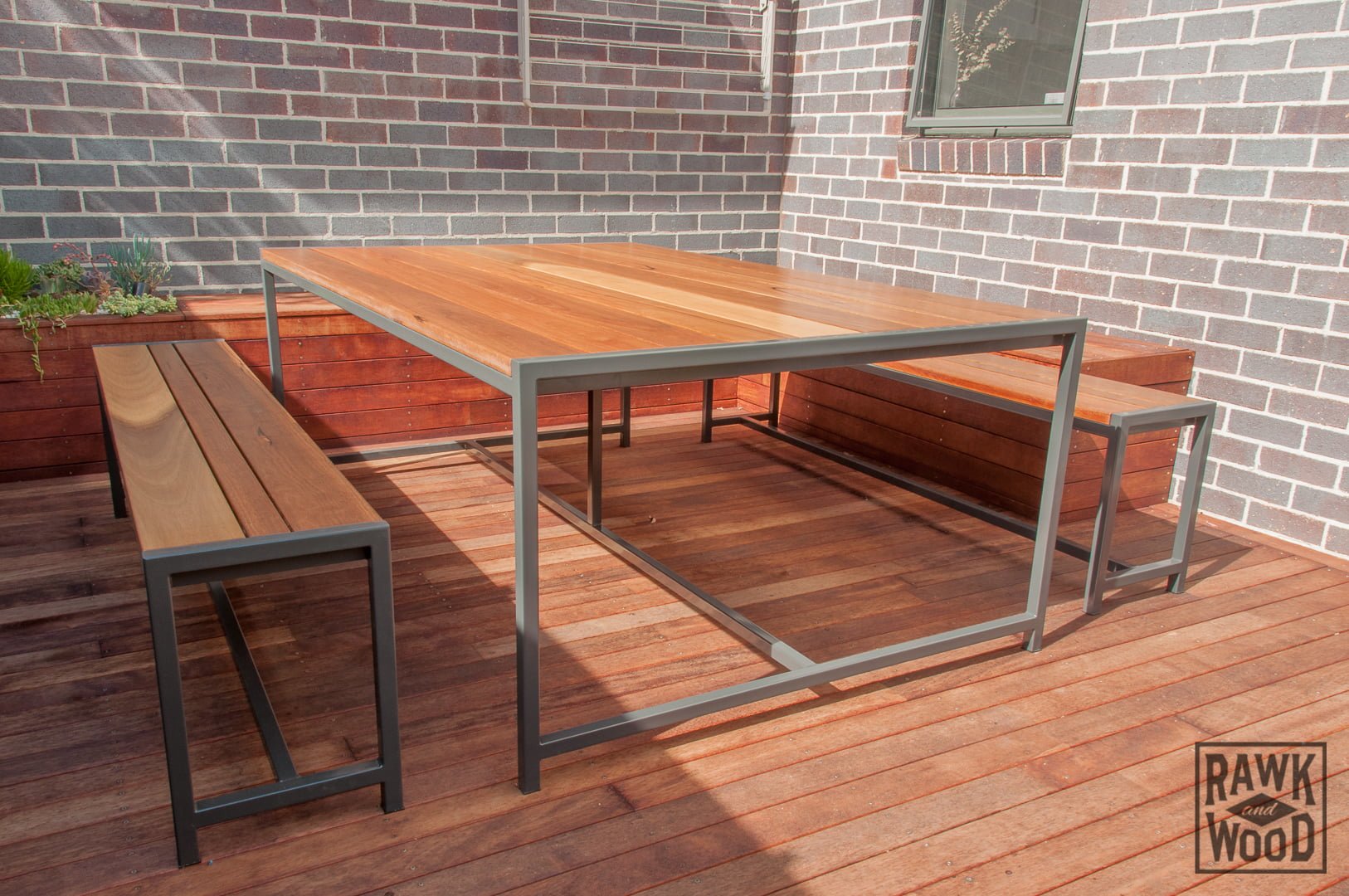 spotted-gum-outdoor-setting, custom-made in Melbourne by Rawk and Wood