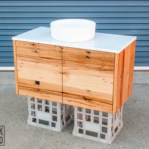 recycled-timber-bathroom-vanity, custom-made in Melbourne by Rawk and Wood