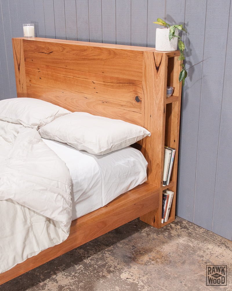 recycled-timber-queen-bed-frame, custom-made in Melbourne by Rawk and Wood